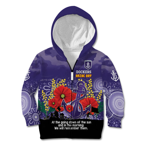 Custom Dockers Football ANZAC Kid Hoodie Gallipoli Camouflage With Poppies