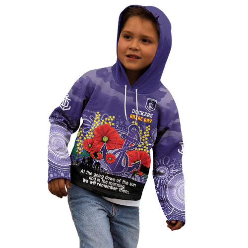 Custom Dockers Football ANZAC Kid Hoodie Gallipoli Camouflage With Poppies