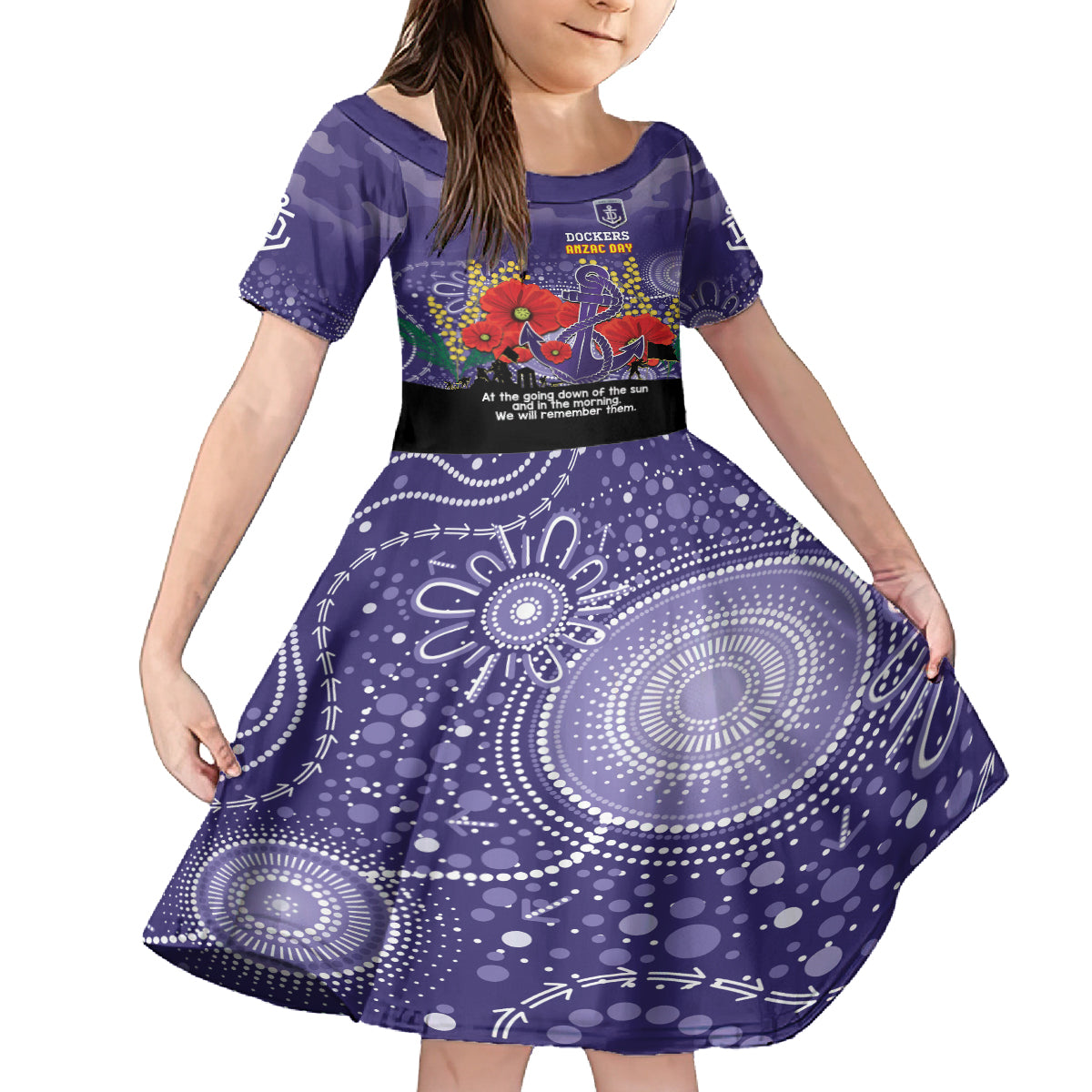 Custom Dockers Football ANZAC Kid Short Sleeve Dress Gallipoli Camouflage With Poppies