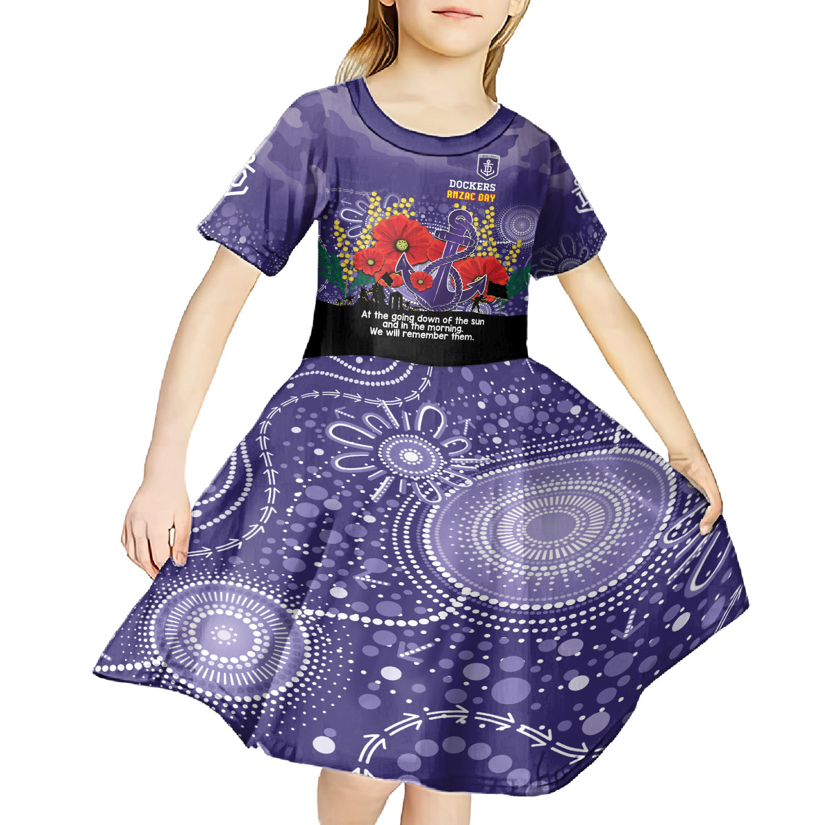 Custom Dockers Football ANZAC Kid Short Sleeve Dress Gallipoli Camouflage With Poppies