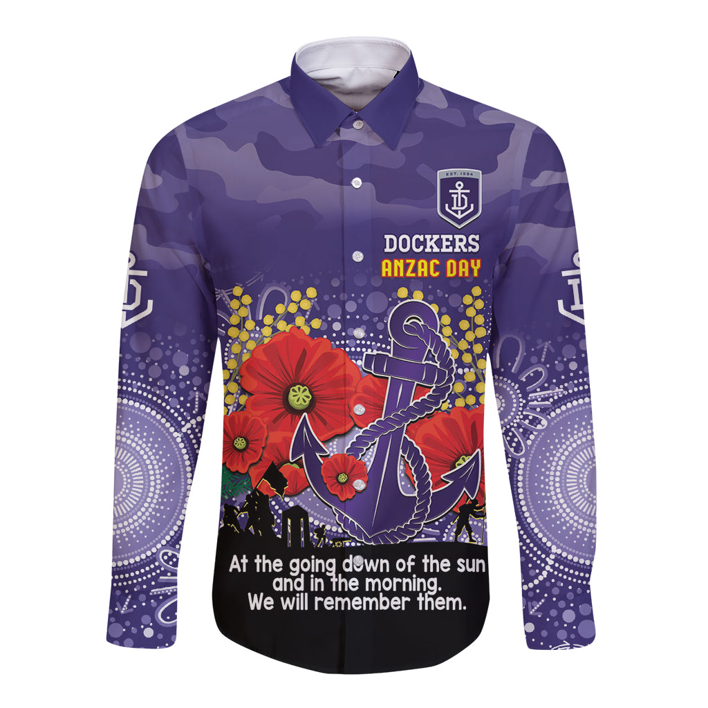 Custom Dockers Football ANZAC Long Sleeve Button Shirt Gallipoli Camouflage With Poppies