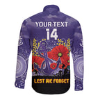 Custom Dockers Football ANZAC Long Sleeve Button Shirt Gallipoli Camouflage With Poppies