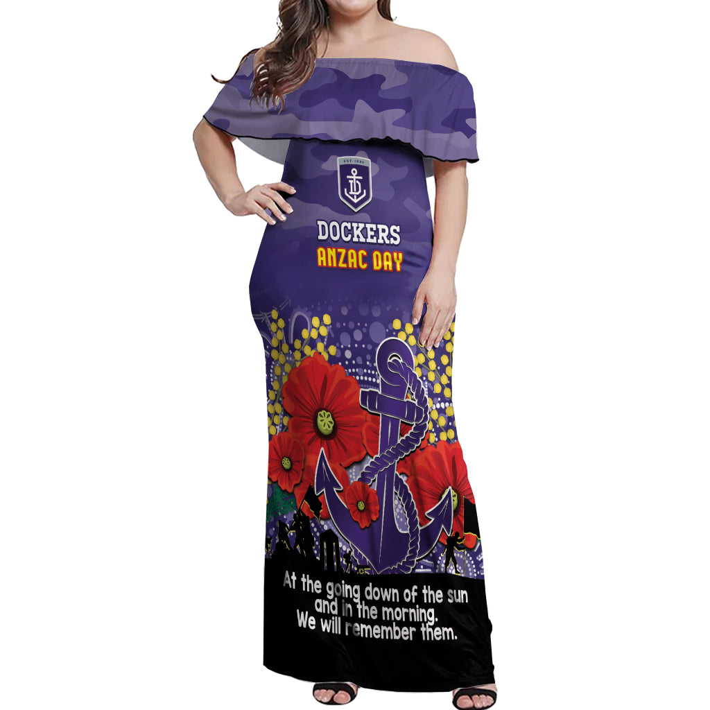 Custom Dockers Football ANZAC Off Shoulder Maxi Dress Gallipoli Camouflage With Poppies