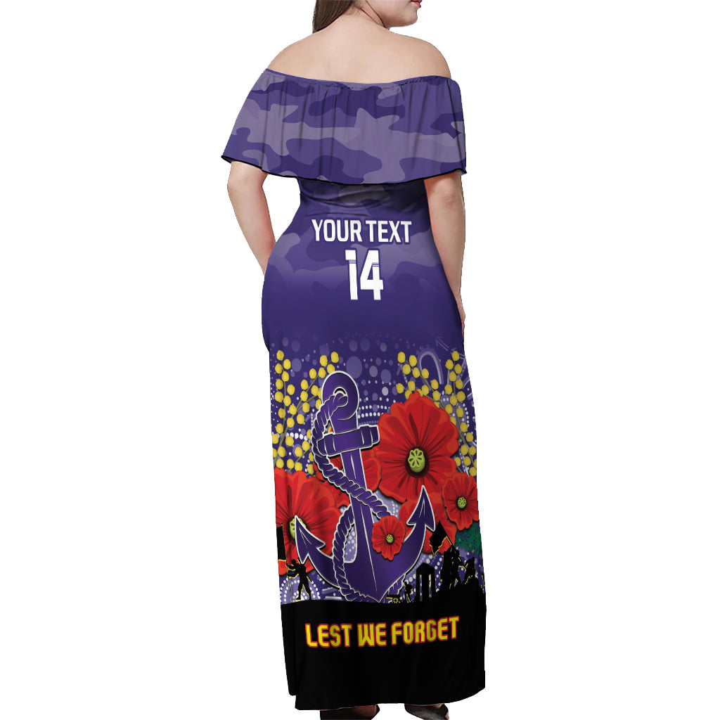 Custom Dockers Football ANZAC Off Shoulder Maxi Dress Gallipoli Camouflage With Poppies