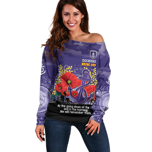 Custom Dockers Football ANZAC Off Shoulder Sweater Gallipoli Camouflage With Poppies