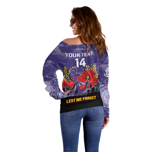 Custom Dockers Football ANZAC Off Shoulder Sweater Gallipoli Camouflage With Poppies