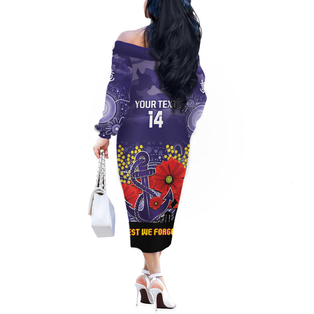 Custom Dockers Football ANZAC Off The Shoulder Long Sleeve Dress Gallipoli Camouflage With Poppies