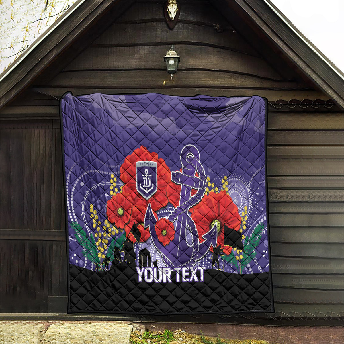 Custom Dockers Football ANZAC Quilt Gallipoli Camouflage With Poppies