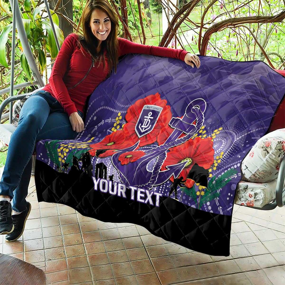 Custom Dockers Football ANZAC Quilt Gallipoli Camouflage With Poppies