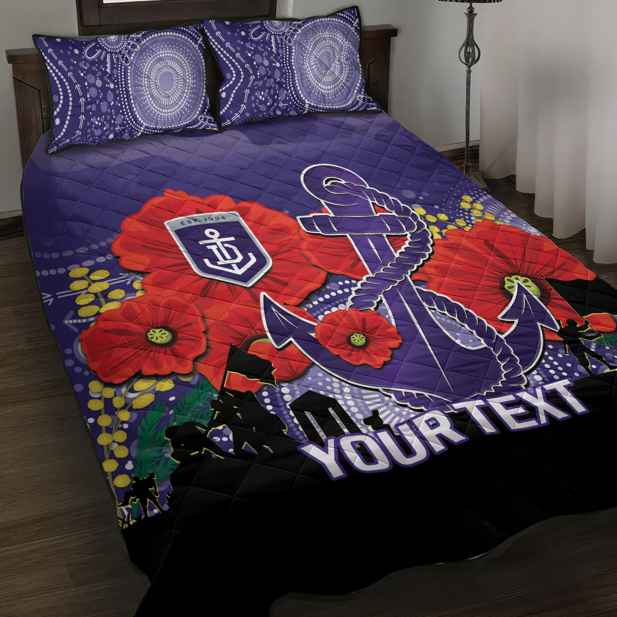 Custom Dockers Football ANZAC Quilt Bed Set Gallipoli Camouflage With Poppies