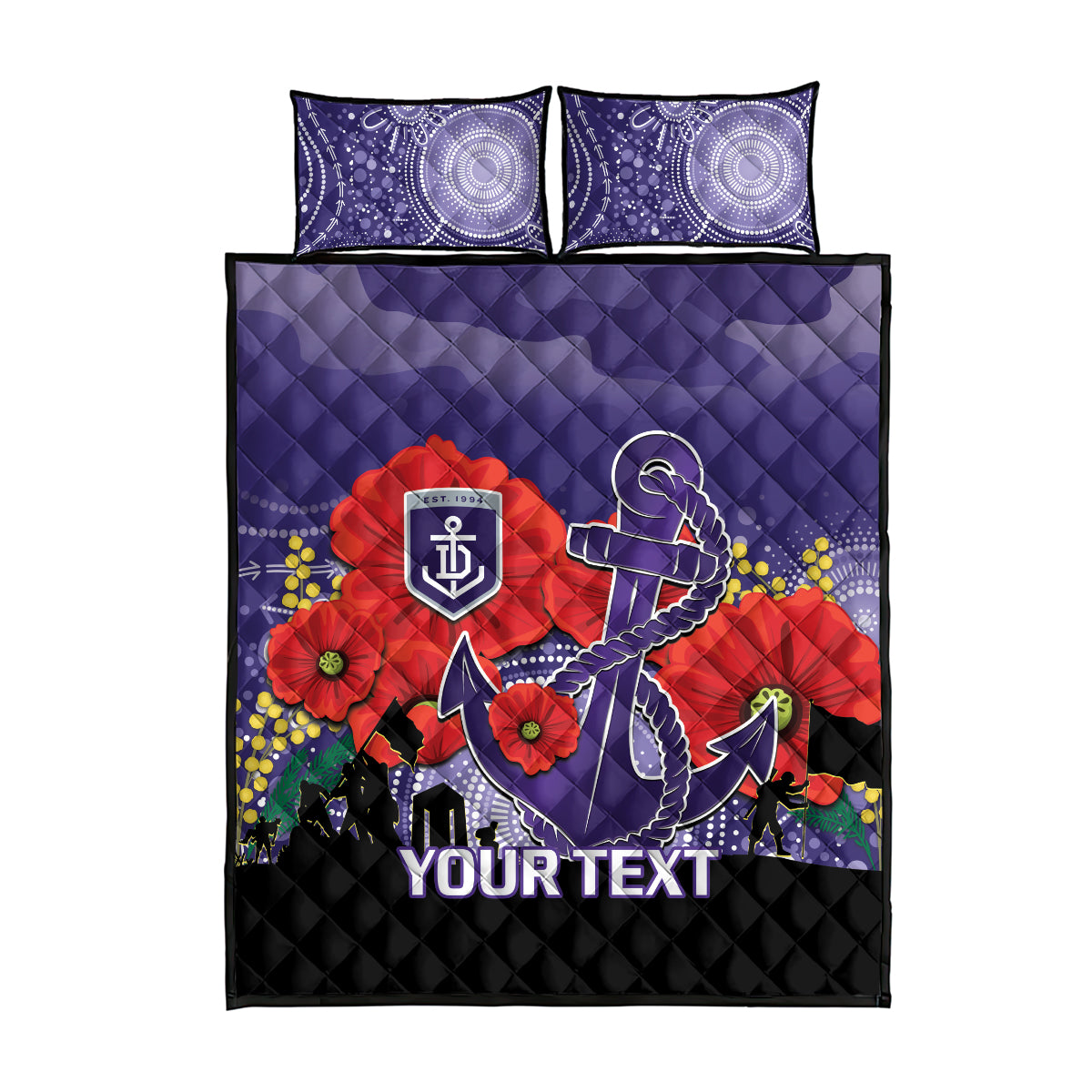 Custom Dockers Football ANZAC Quilt Bed Set Gallipoli Camouflage With Poppies