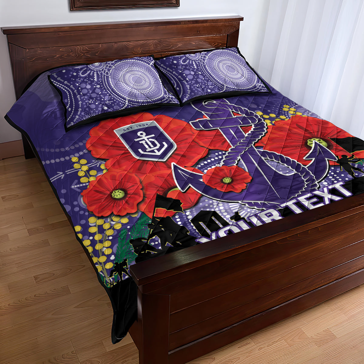 Custom Dockers Football ANZAC Quilt Bed Set Gallipoli Camouflage With Poppies