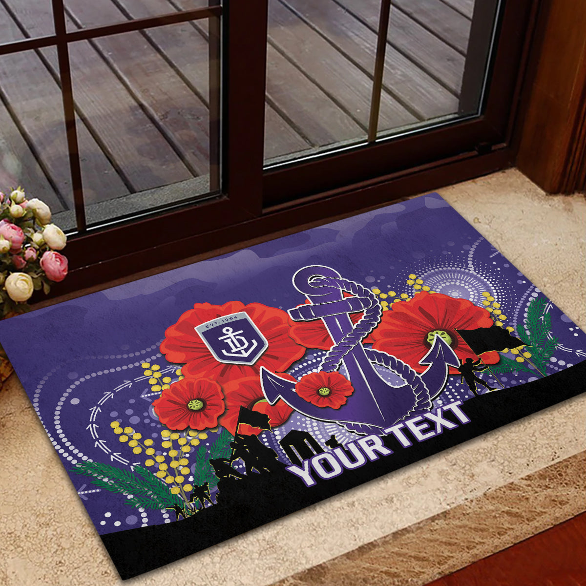 Custom Dockers Football ANZAC Rubber Doormat Gallipoli Camouflage With Poppies
