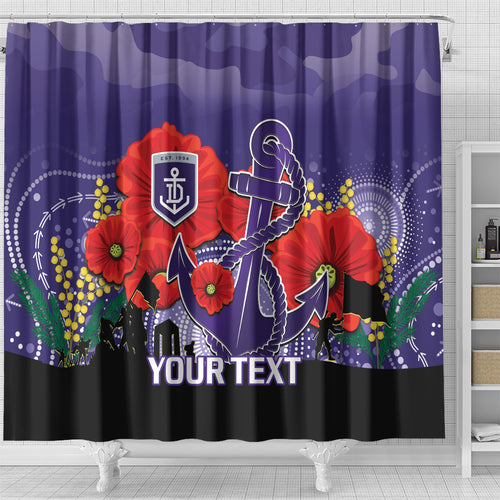 Custom Dockers Football ANZAC Shower Curtain Gallipoli Camouflage With Poppies