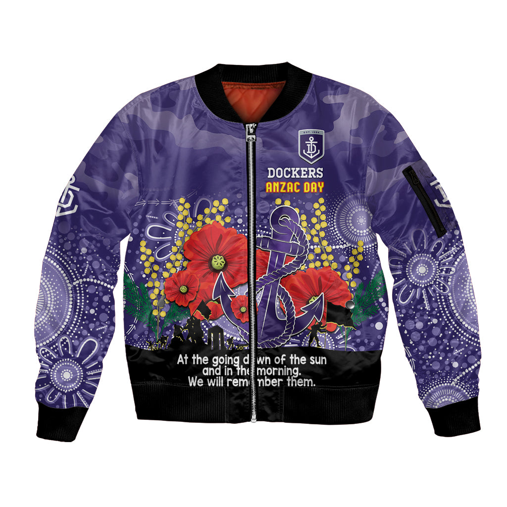 Custom Dockers Football ANZAC Sleeve Zip Bomber Jacket Gallipoli Camouflage With Poppies