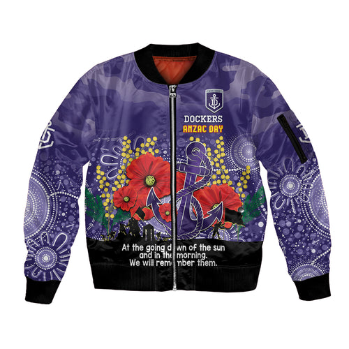 Custom Dockers Football ANZAC Sleeve Zip Bomber Jacket Gallipoli Camouflage With Poppies