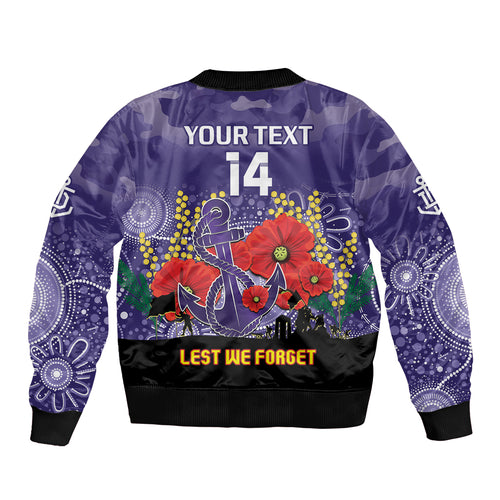Custom Dockers Football ANZAC Sleeve Zip Bomber Jacket Gallipoli Camouflage With Poppies