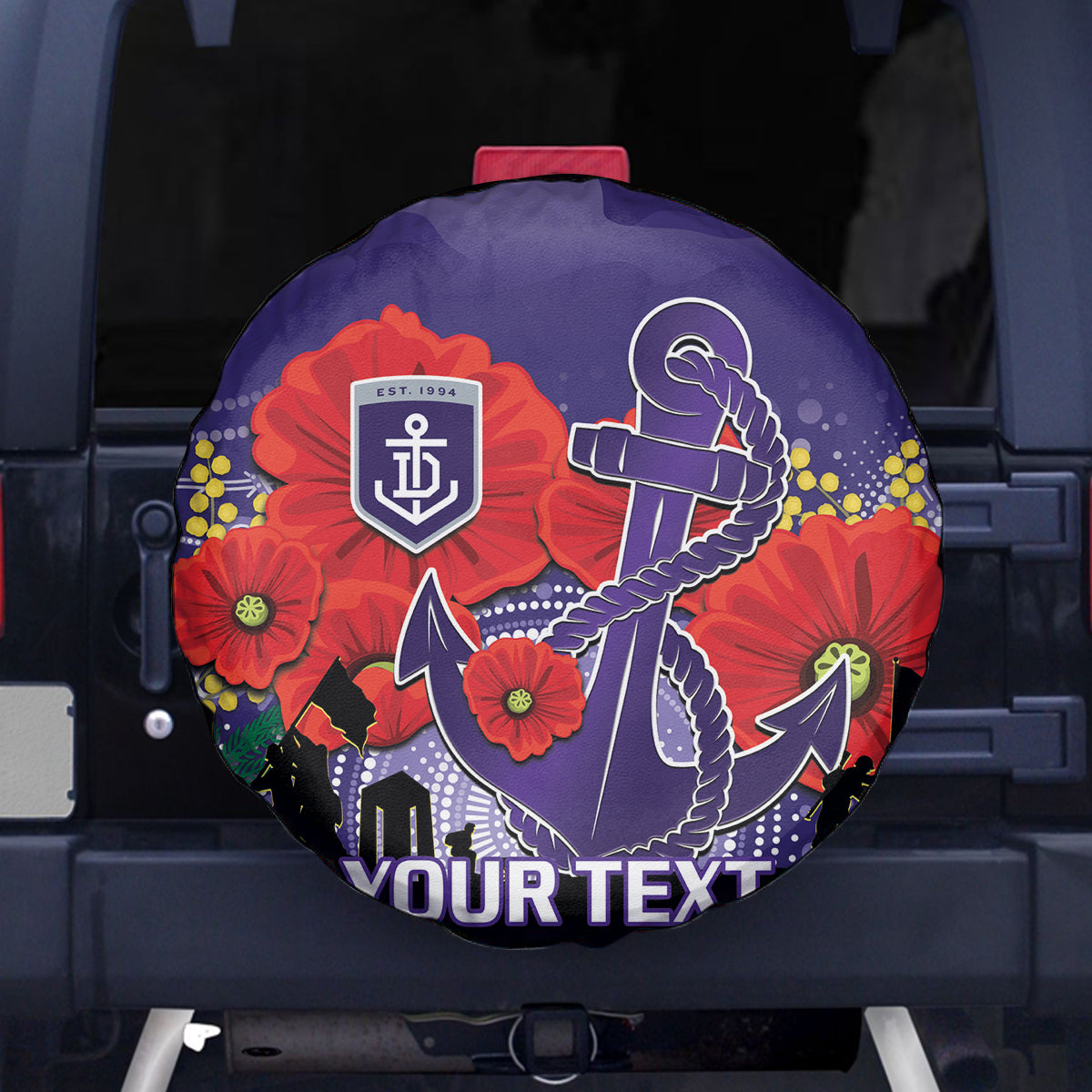 Custom Dockers Football ANZAC Spare Tire Cover Gallipoli Camouflage With Poppies