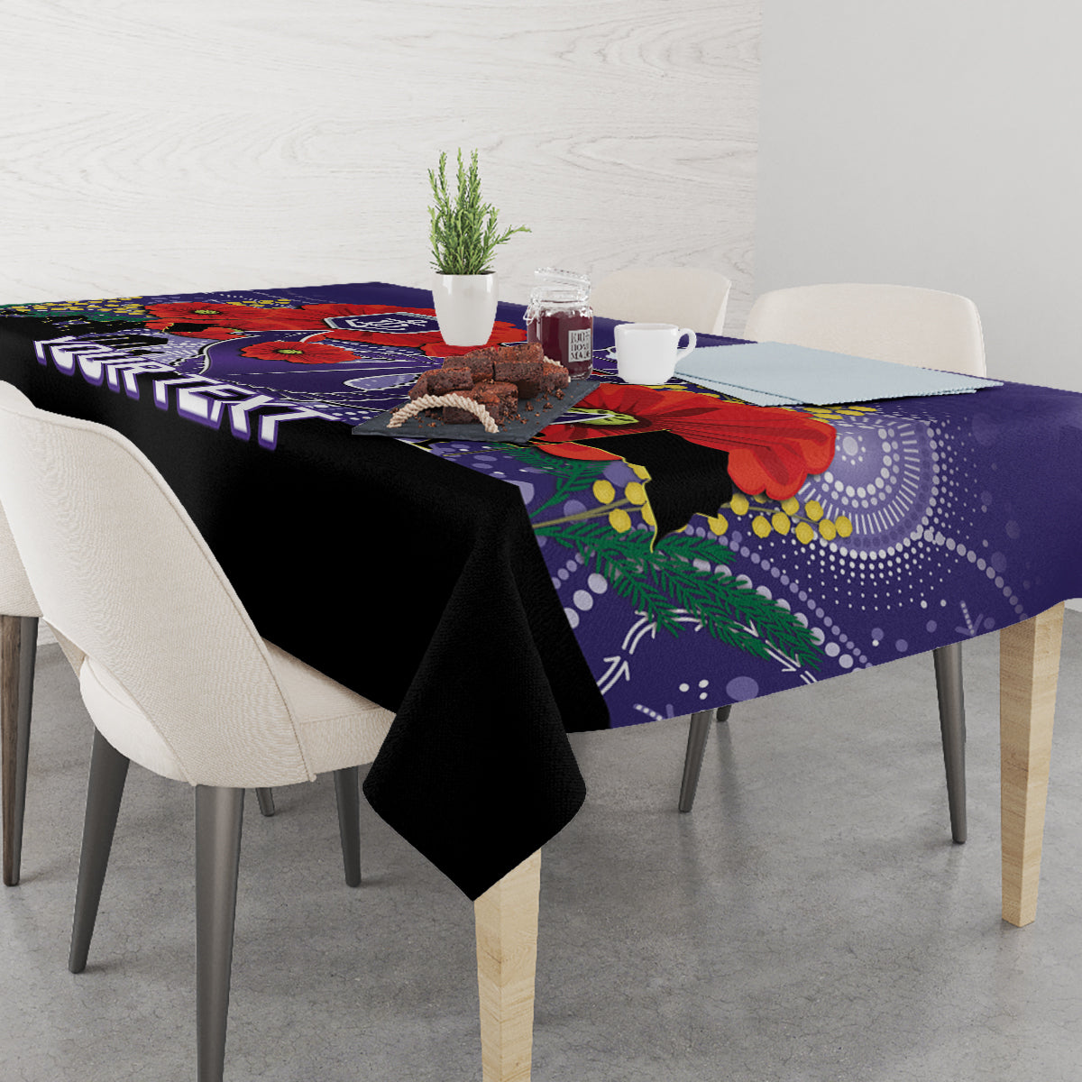 Custom Dockers Football ANZAC Tablecloth Gallipoli Camouflage With Poppies