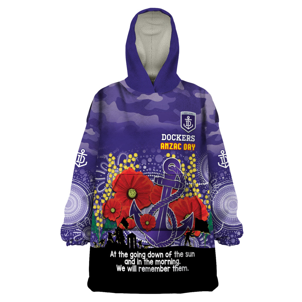 Custom Dockers Football ANZAC Wearable Blanket Hoodie Gallipoli Camouflage With Poppies