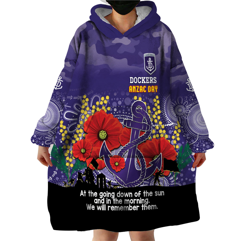 Custom Dockers Football ANZAC Wearable Blanket Hoodie Gallipoli Camouflage With Poppies