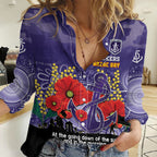Custom Dockers Football ANZAC Women Casual Shirt Gallipoli Camouflage With Poppies
