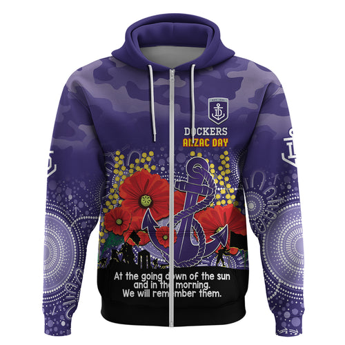 Custom Dockers Football ANZAC Zip Hoodie Gallipoli Camouflage With Poppies