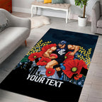 Custom Blues Football ANZAC Area Rug Gallipoli Camouflage With Poppies