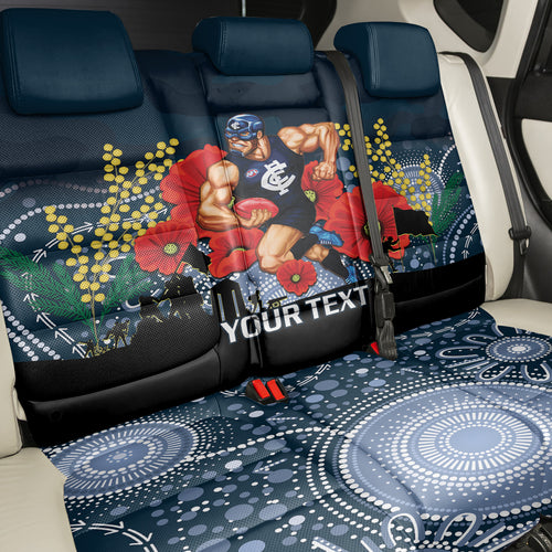 Custom Blues Football ANZAC Back Car Seat Cover Gallipoli Camouflage With Poppies