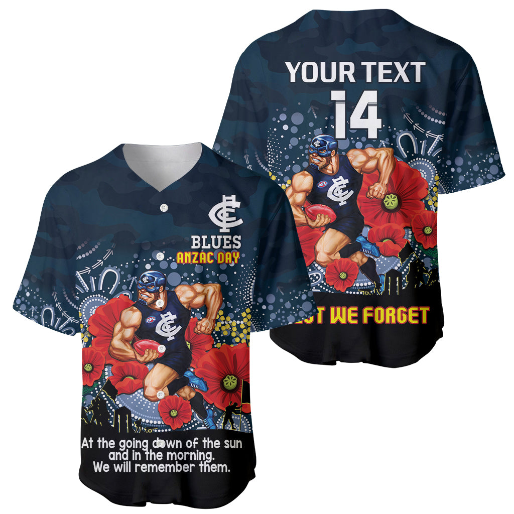Custom Blues Football ANZAC Baseball Jersey Gallipoli Camouflage With Poppies