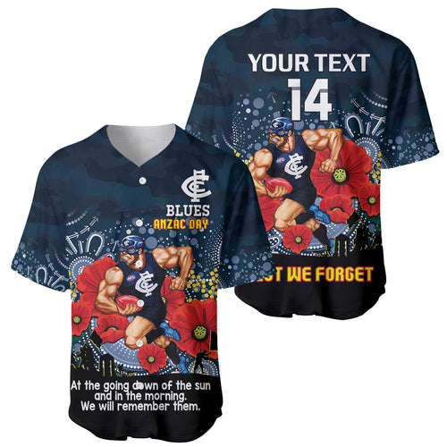 Custom Blues Football ANZAC Baseball Jersey Gallipoli Camouflage With Poppies