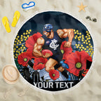 Custom Blues Football ANZAC Beach Blanket Gallipoli Camouflage With Poppies