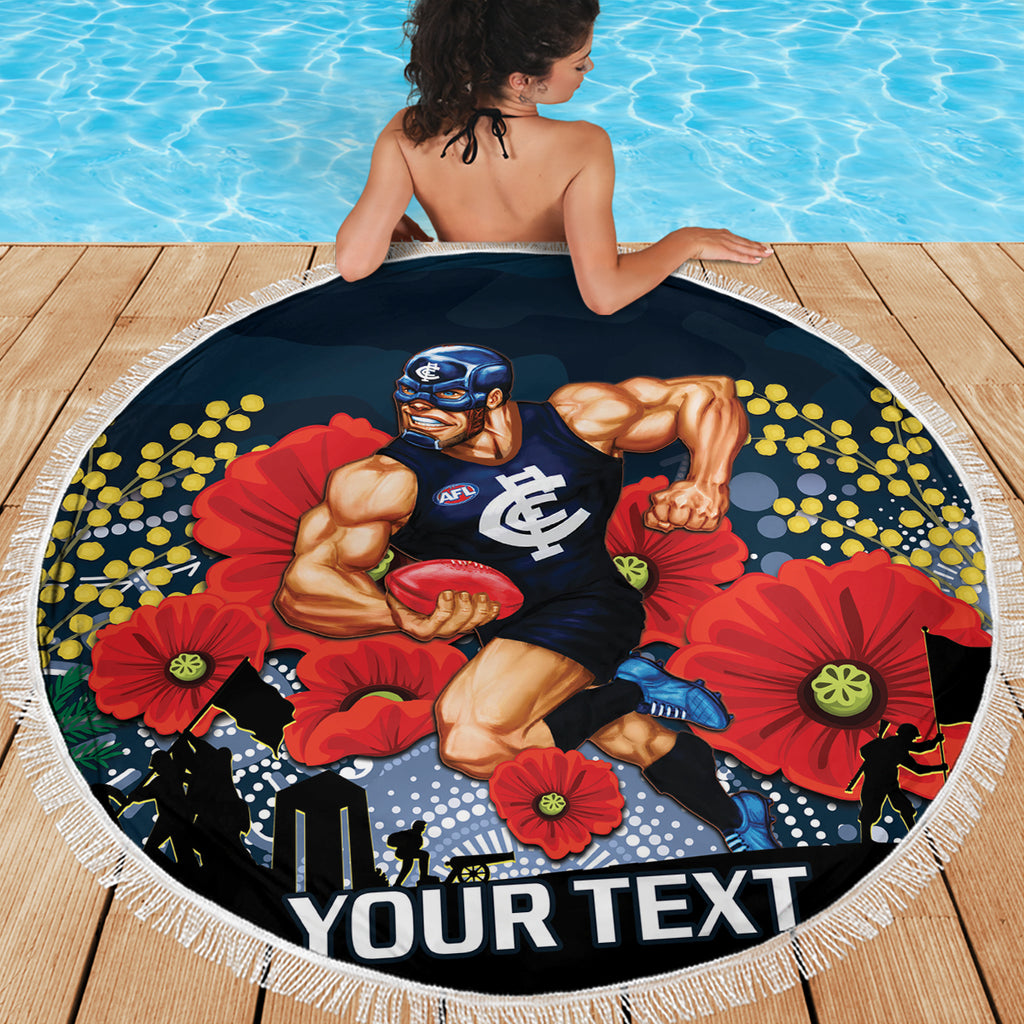 Custom Blues Football ANZAC Beach Blanket Gallipoli Camouflage With Poppies