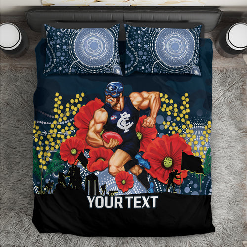 Custom Blues Football ANZAC Bedding Set Gallipoli Camouflage With Poppies
