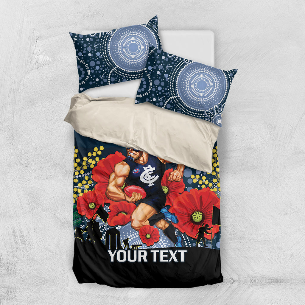 Custom Blues Football ANZAC Bedding Set Gallipoli Camouflage With Poppies