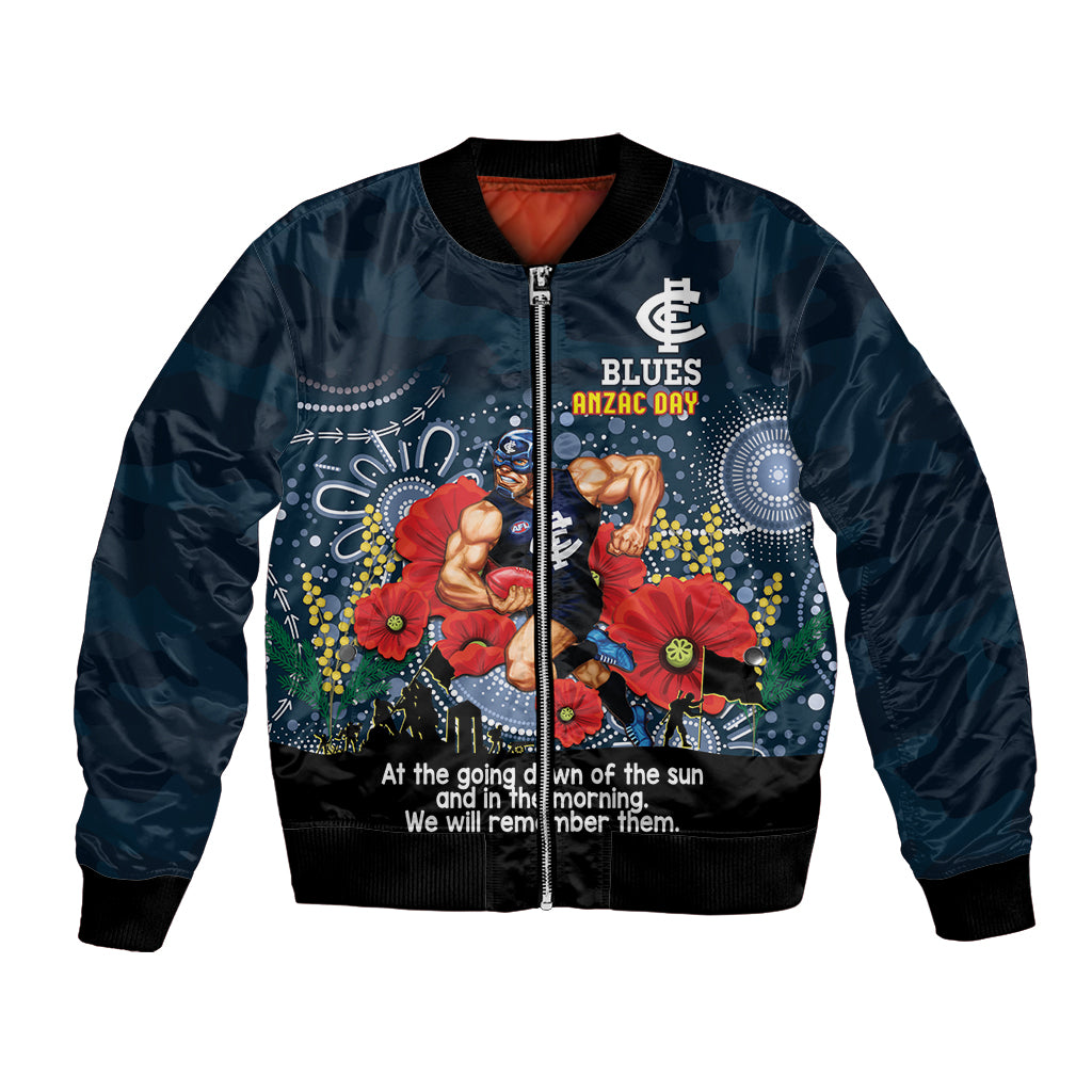 Custom Blues Football ANZAC Bomber Jacket Gallipoli Camouflage With Poppies