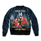 Custom Blues Football ANZAC Bomber Jacket Gallipoli Camouflage With Poppies