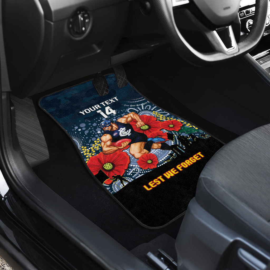 Custom Blues Football ANZAC Car Mats Gallipoli Camouflage With Poppies