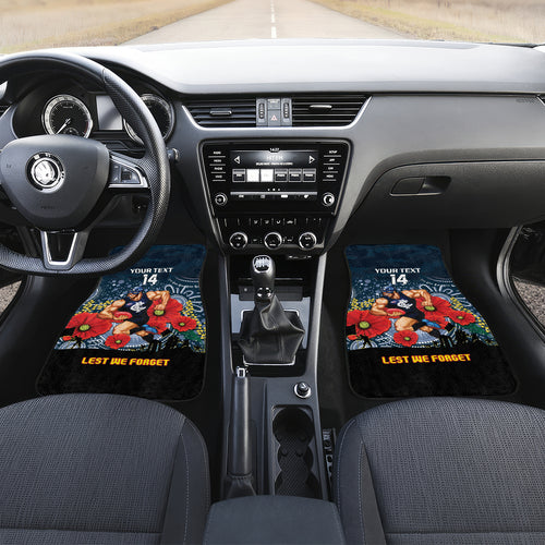 Custom Blues Football ANZAC Car Mats Gallipoli Camouflage With Poppies