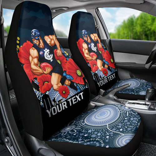 Custom Blues Football ANZAC Car Seat Cover Gallipoli Camouflage With Poppies