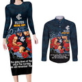 Custom Blues Football ANZAC Couples Matching Long Sleeve Bodycon Dress and Long Sleeve Button Shirt Gallipoli Camouflage With Poppies