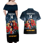 Custom Blues Football ANZAC Couples Matching Off Shoulder Maxi Dress and Hawaiian Shirt Gallipoli Camouflage With Poppies