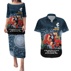 Custom Blues Football ANZAC Couples Matching Puletasi and Hawaiian Shirt Gallipoli Camouflage With Poppies