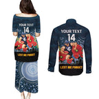Custom Blues Football ANZAC Couples Matching Puletasi and Long Sleeve Button Shirt Gallipoli Camouflage With Poppies