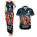Custom Blues Football ANZAC Couples Matching Tank Maxi Dress and Hawaiian Shirt Gallipoli Camouflage With Poppies
