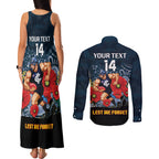 Custom Blues Football ANZAC Couples Matching Tank Maxi Dress and Long Sleeve Button Shirt Gallipoli Camouflage With Poppies