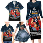 Custom Blues Football ANZAC Family Matching Long Sleeve Bodycon Dress and Hawaiian Shirt Gallipoli Camouflage With Poppies