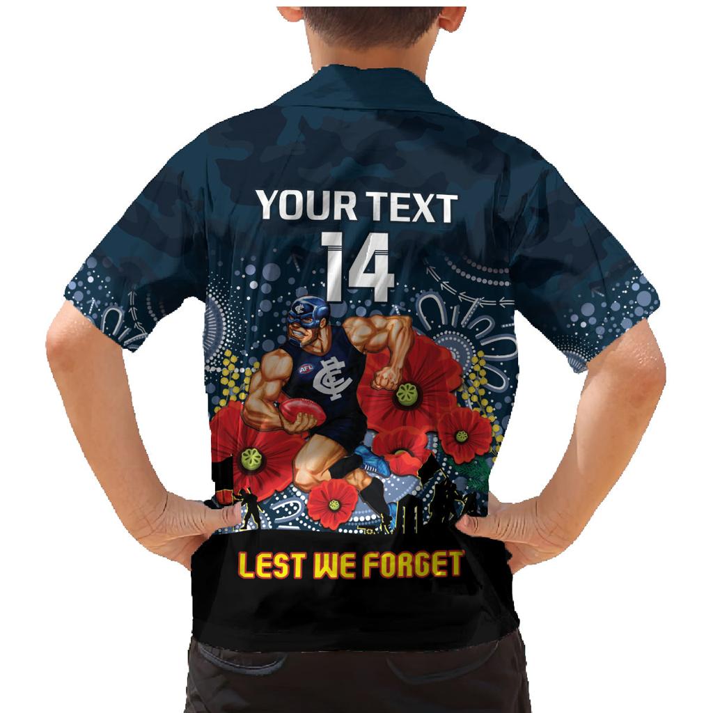 Custom Blues Football ANZAC Family Matching Mermaid Dress and Hawaiian Shirt Gallipoli Camouflage With Poppies