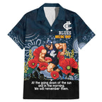 Custom Blues Football ANZAC Family Matching Mermaid Dress and Hawaiian Shirt Gallipoli Camouflage With Poppies
