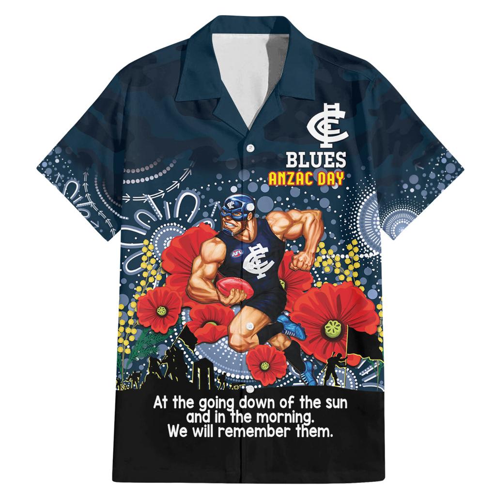 Custom Blues Football ANZAC Family Matching Mermaid Dress and Hawaiian Shirt Gallipoli Camouflage With Poppies